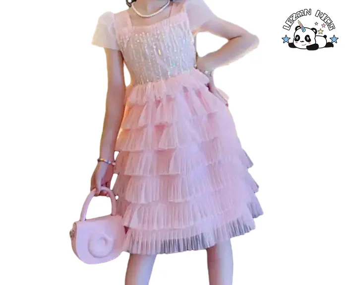 LEZONKIDS - 2024 High Quality Luxury  Tutu Girl Dress Little Princess Cake Girl Dress Fancy Sequined Girl Dress